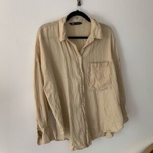 Zara tan linen button down